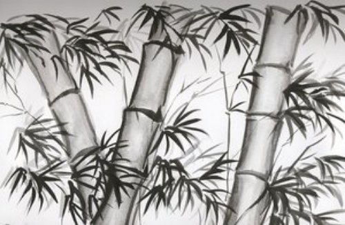 Amazing Grey Ink Bamboo Tree Tattoo Design
